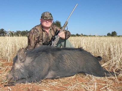Mr Andrew Palmer And A Western NSW Wild Boar Taken At 200m With A Remington 7mm 08 And Woodleigh 140gr Weldcore PP SN At 2860fps